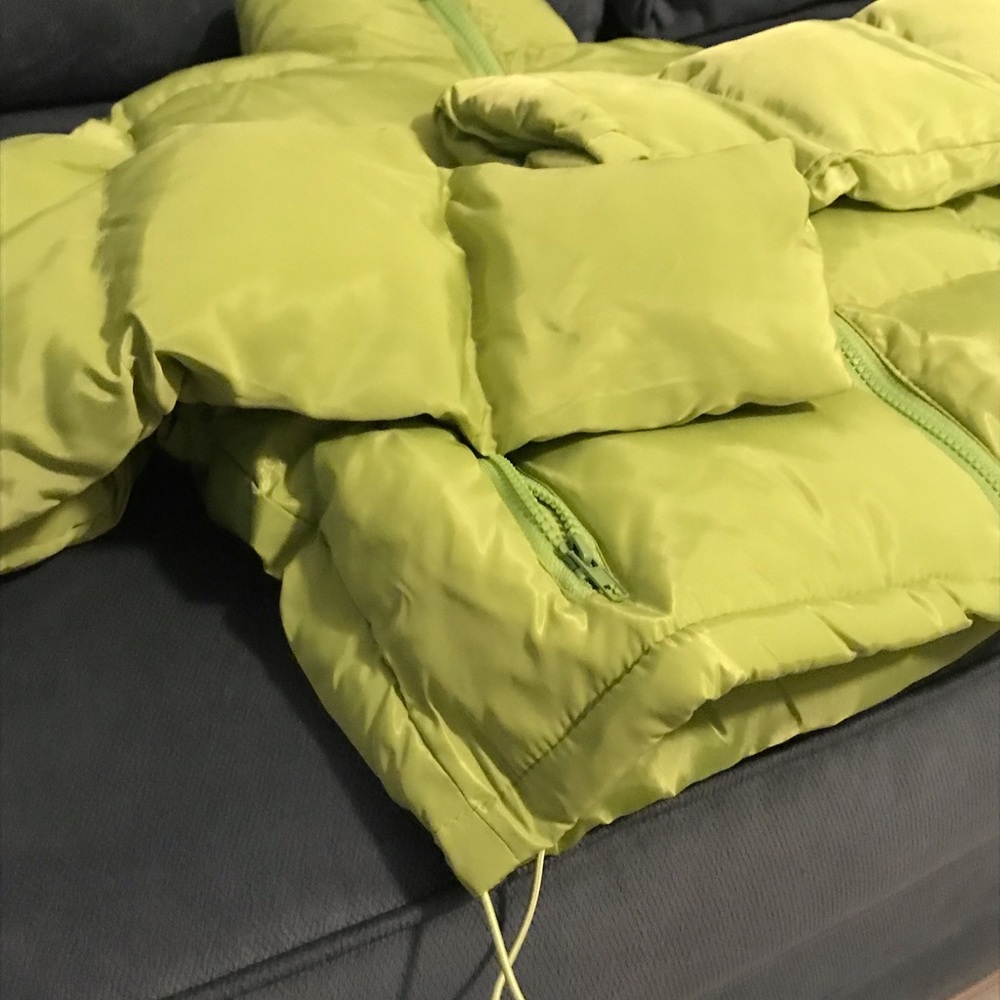 Lime Green Cropped Puffer Jacket - Picture 2 of 4